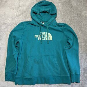 The North Face Teal Women's Hoodie XL Metallic Silver Logo *READ